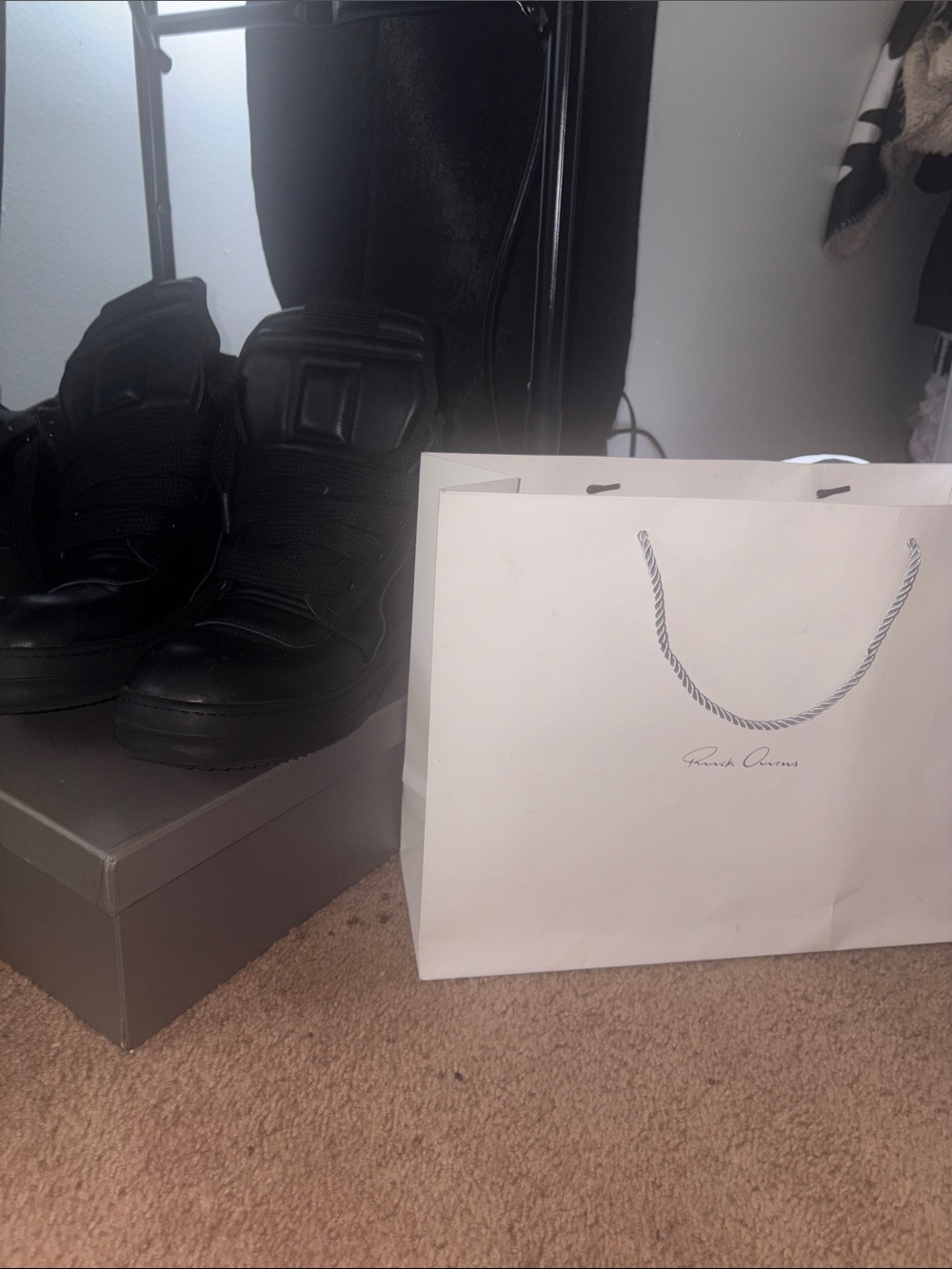 Rick Owens Black High-Top Leather Boots